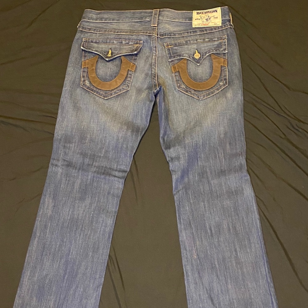Dark Blue True Religion Jeans w/leather logo